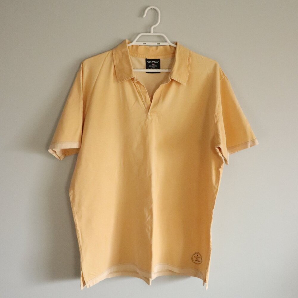 Ralph Lauren Polo Men's Large Collared Pullover Yellow Short Sleeve T-Shirt Top